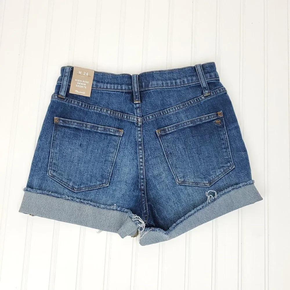 Madewell High Rise Denim Shorts in Glenoaks Wash Cutoff Edition I-0216a10